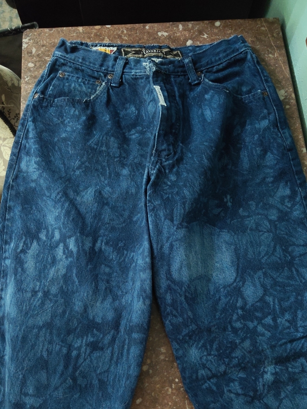 Vintage Z Cavaricci Blue Patterned Jeans